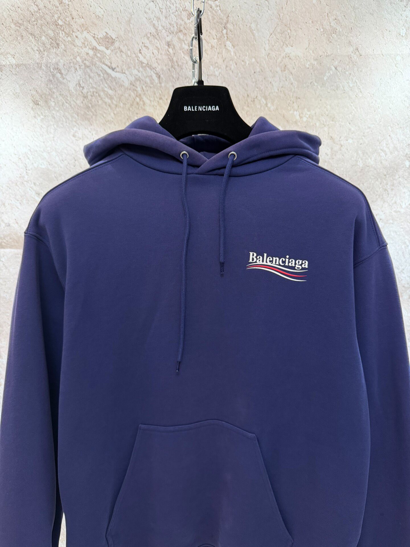 Balenciaga Blue Embroidered Hoodie — front