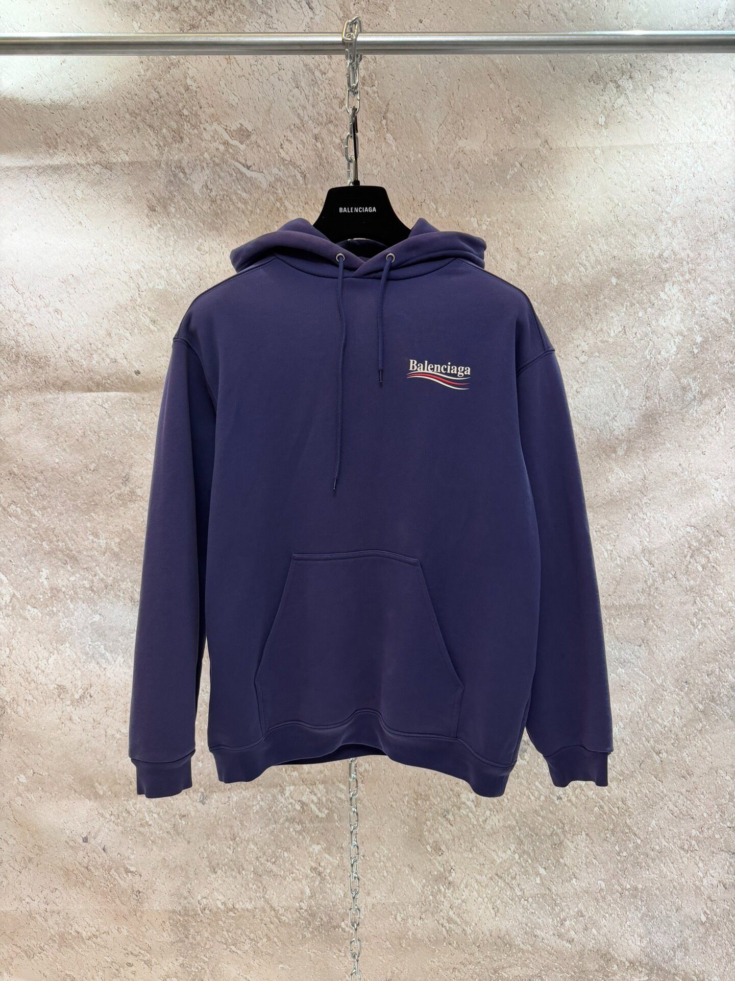 Balenciaga Blue Embroidered Hoodie