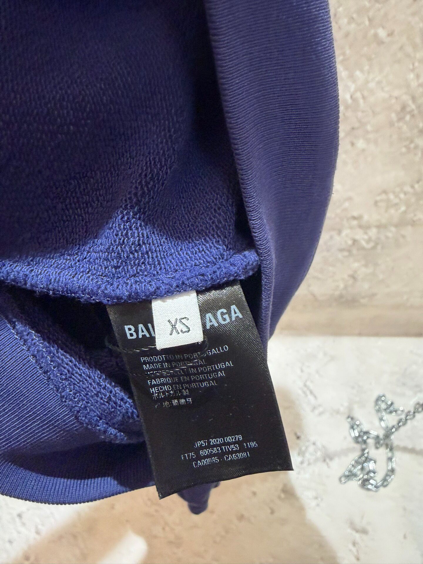 Balenciaga Blue Embroidered Hoodie — label