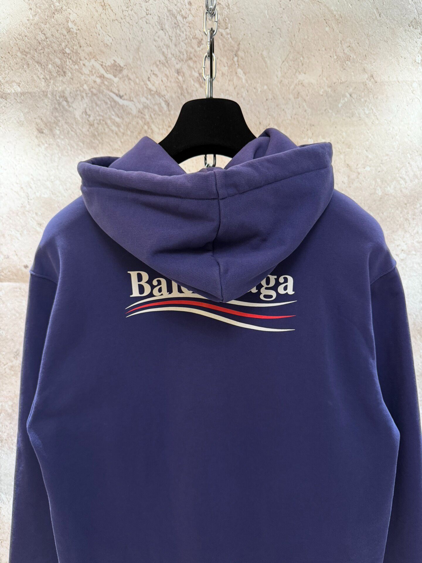 Balenciaga Blue Embroidered Hoodie — back