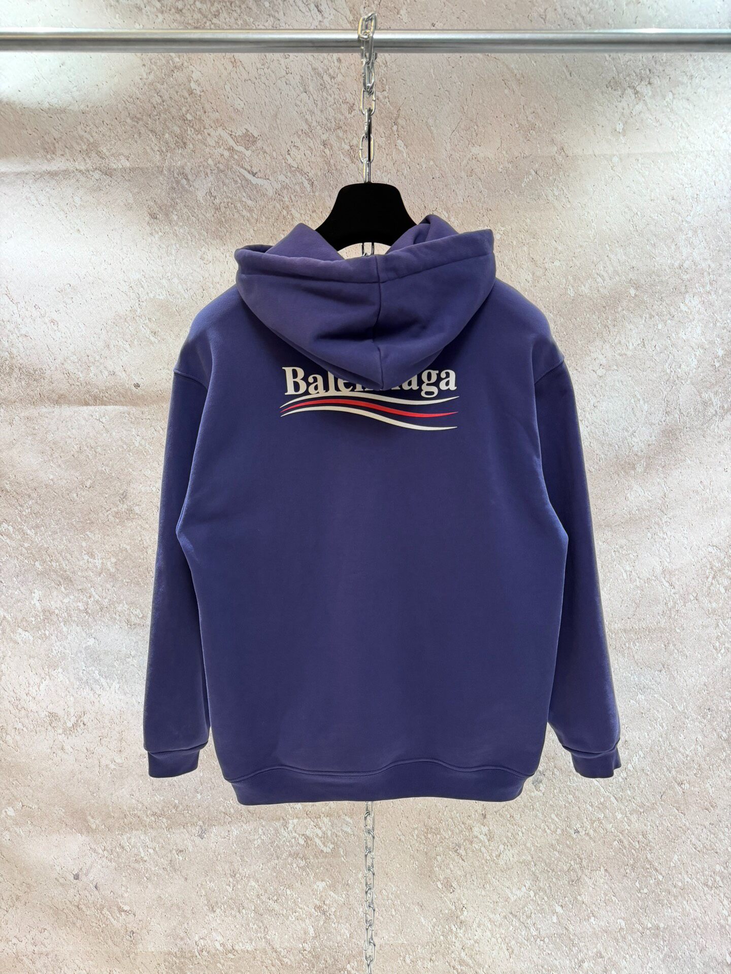 Balenciaga Blue Embroidered Hoodie — detail