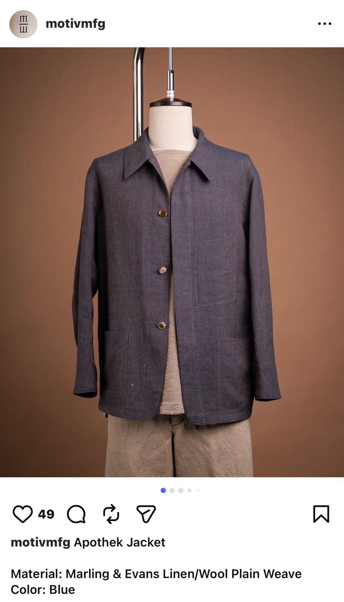 MotivMfg Apothek Linen-Blend Jacket — detail