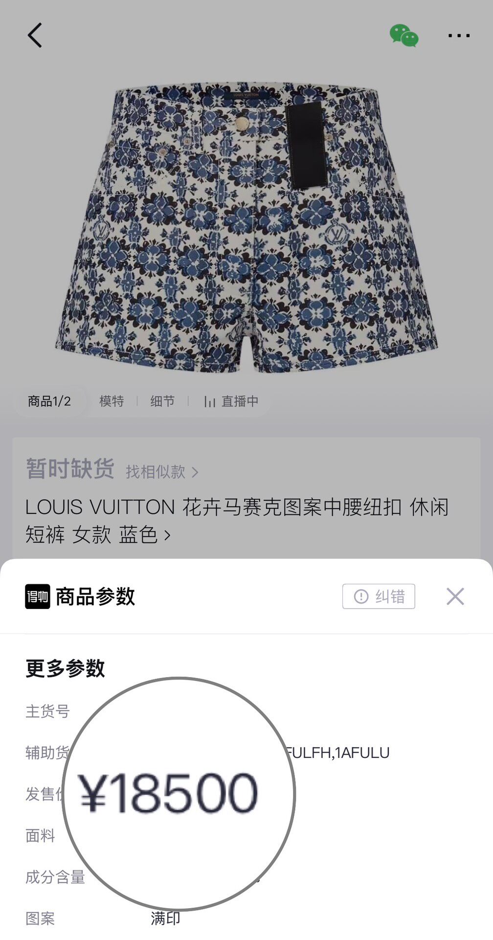Louis Vuitton 24 Flower Mosaic Denim Shorts — front