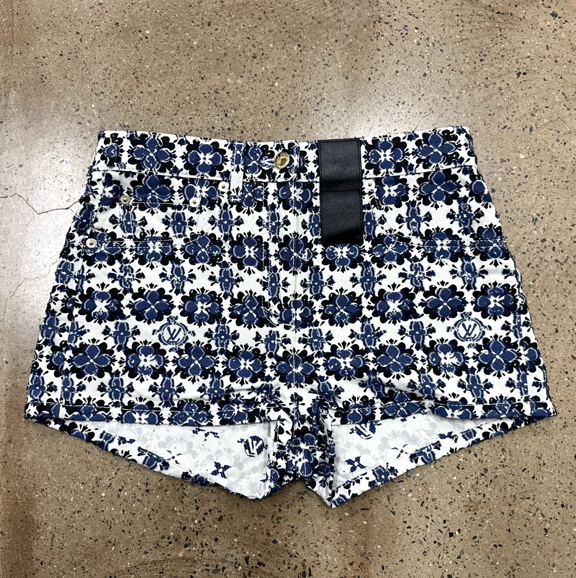Louis Vuitton 24 Flower Mosaic Denim Shorts