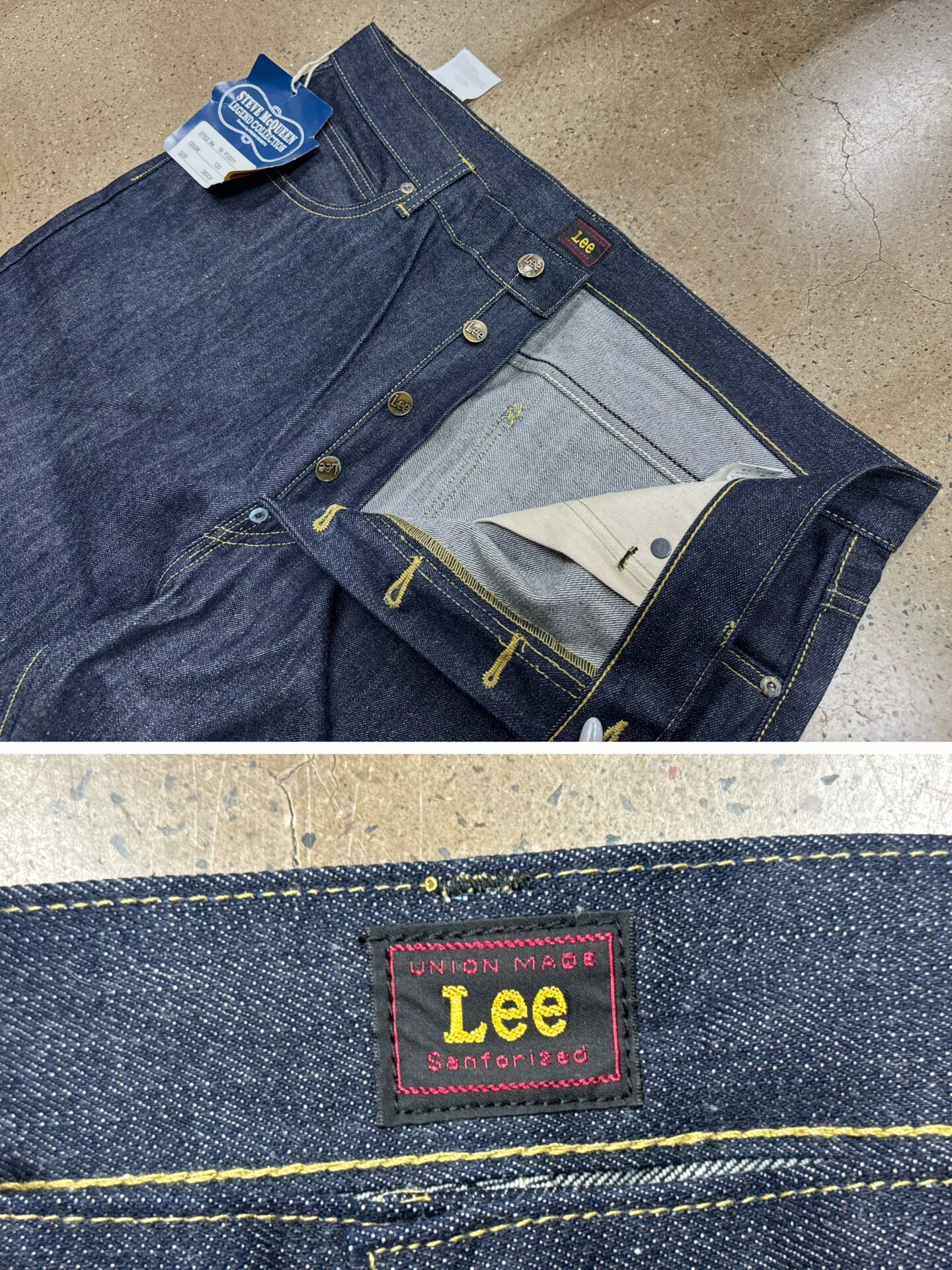 Lee Riders 101-B Raw Denim Jeans — label