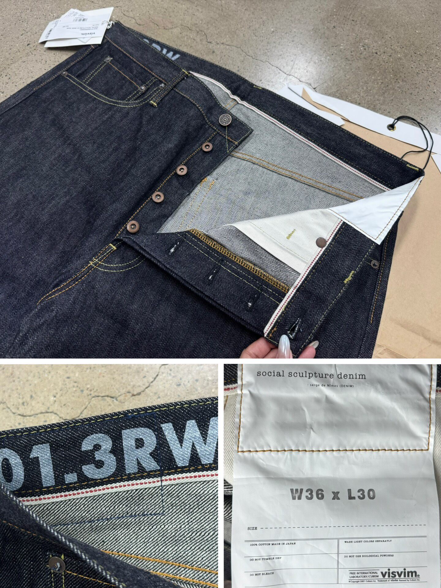Visvim 25AW Social Sculpture 01 Raw Jeans — label