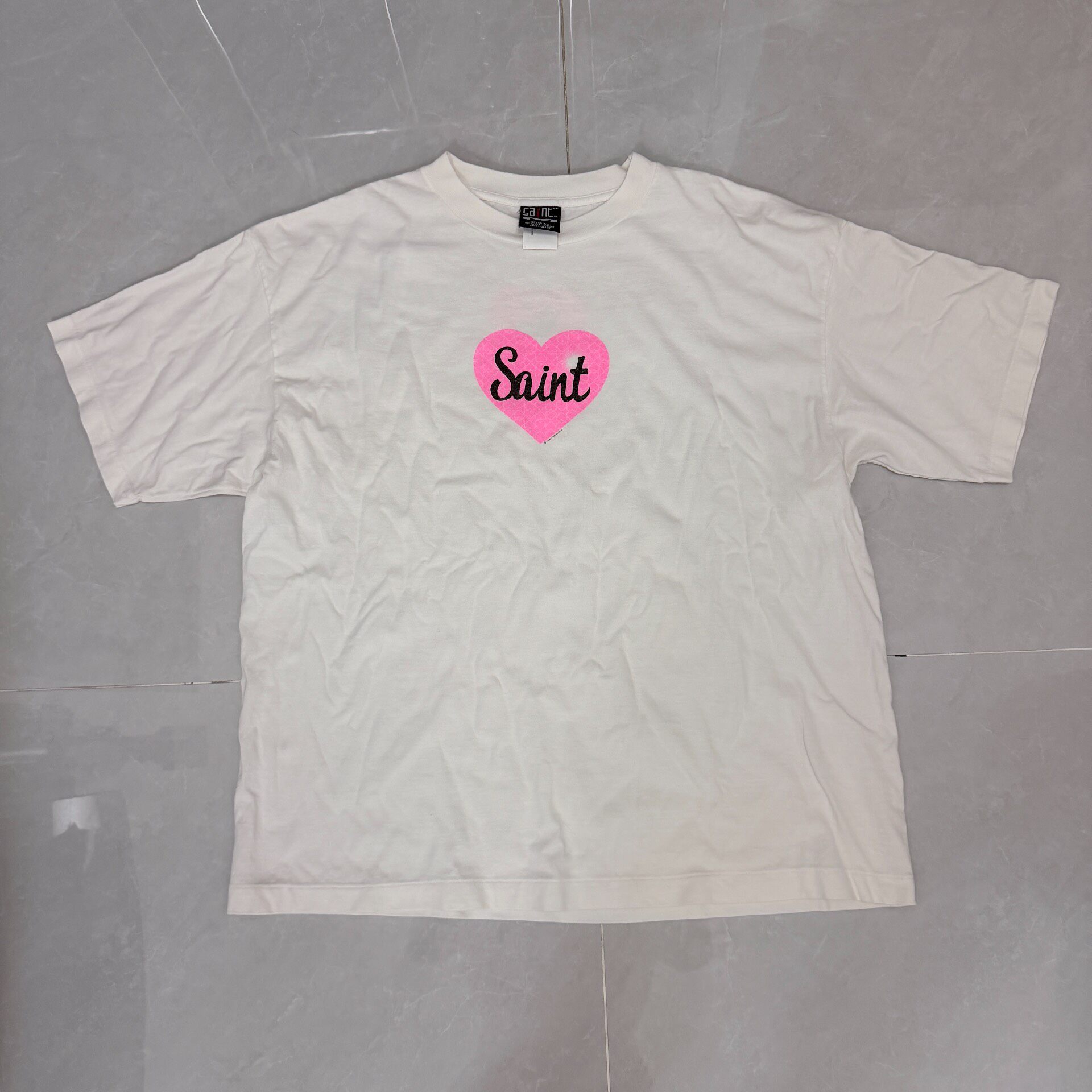 Saint Michael Heart White Short Sleeve Tee