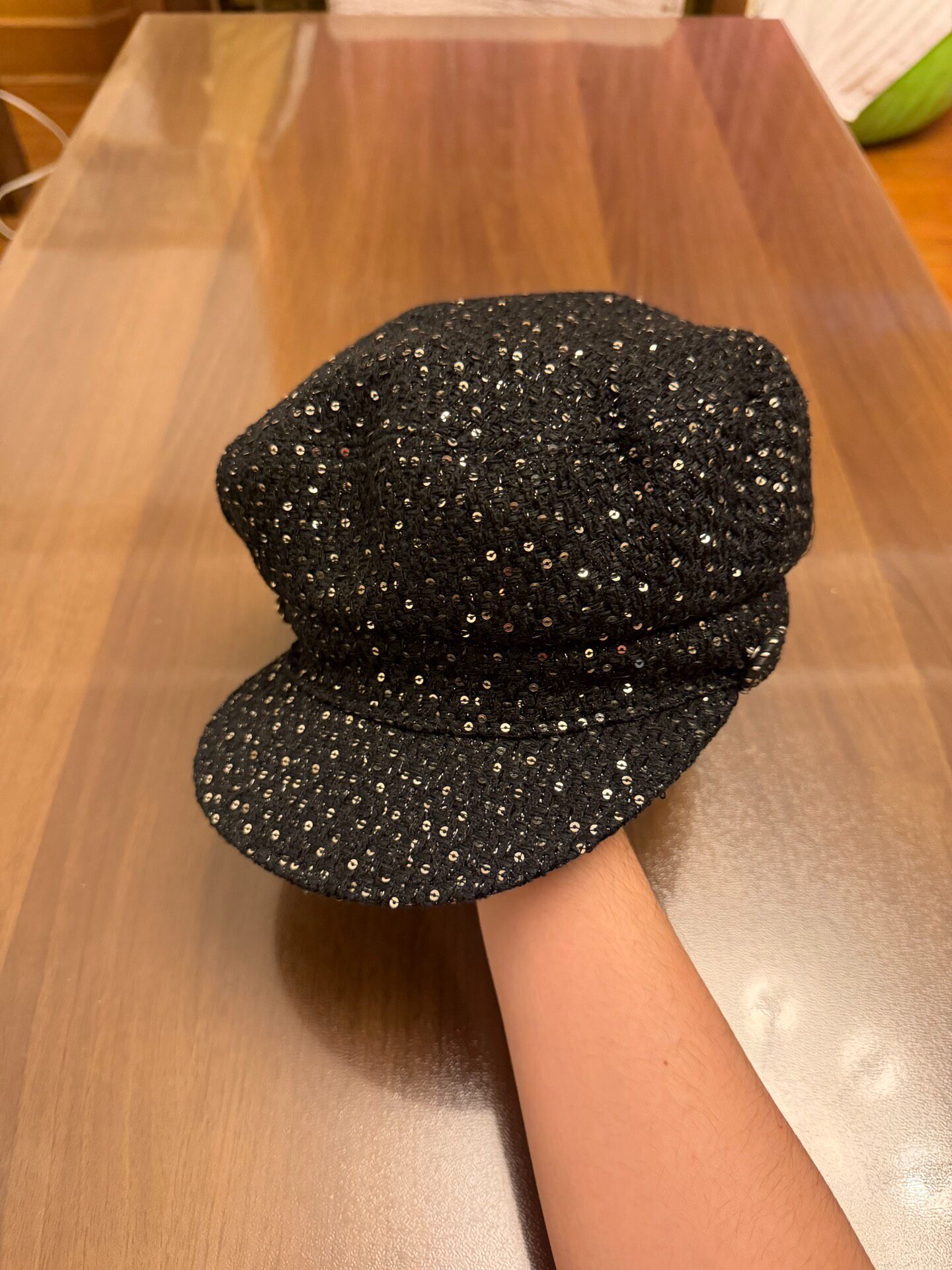 Chanel Sequin Double C Beret — label