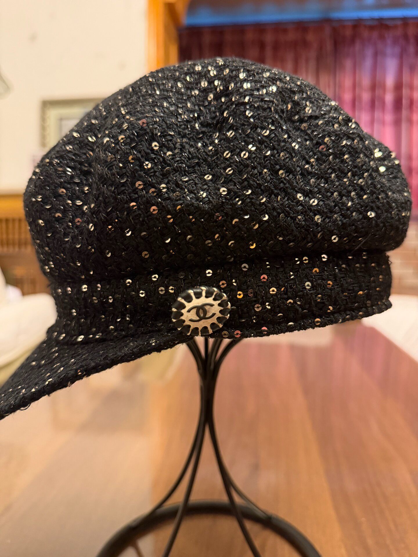 Chanel Sequin Double C Beret — front