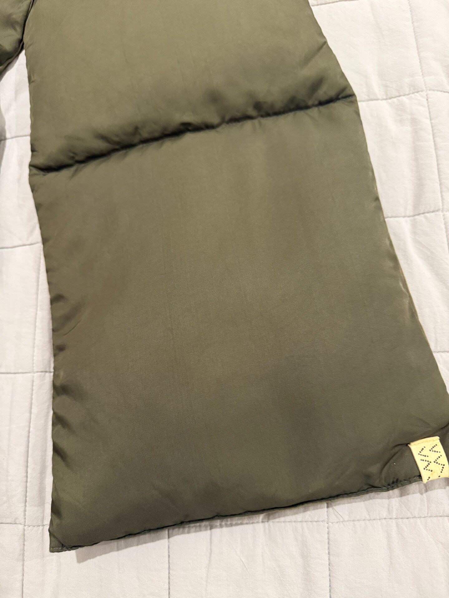 Visvim Olive Green Down Scarf — detail