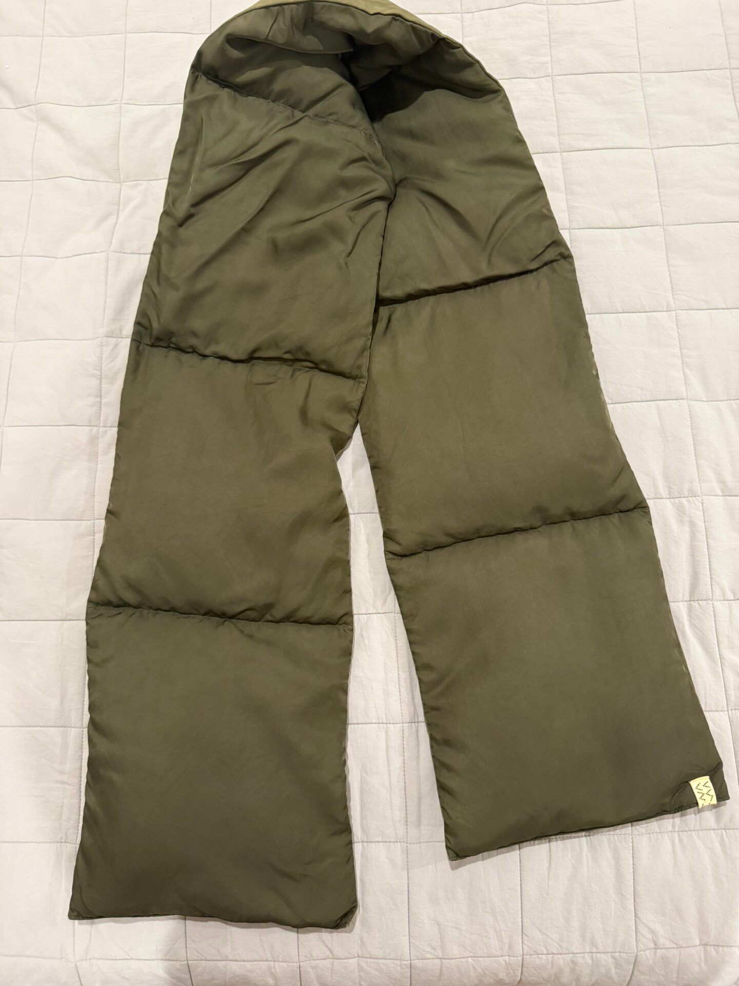 Visvim Olive Green Down Scarf — front
