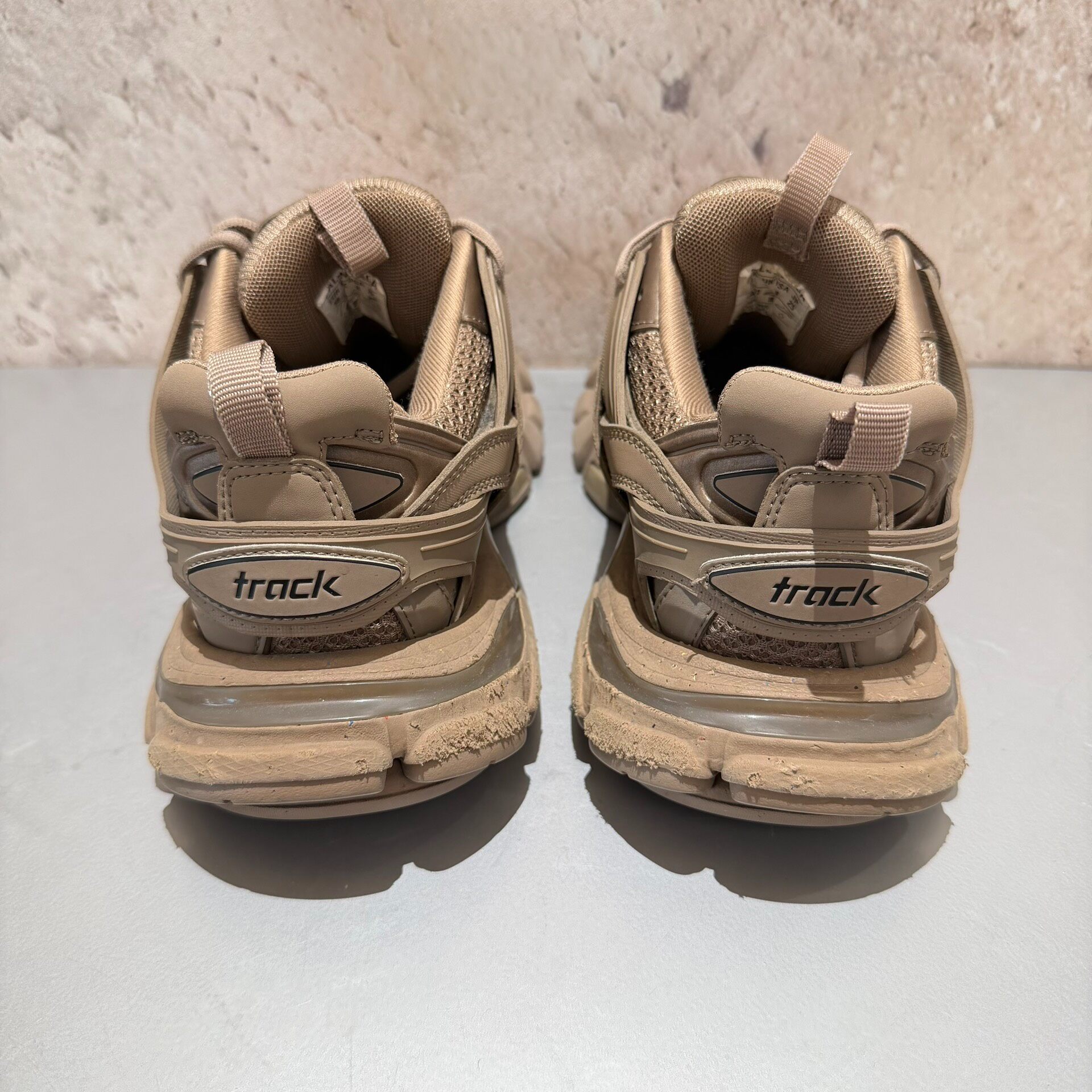 Balenciaga Track 1.0 Beige Sneakers — label