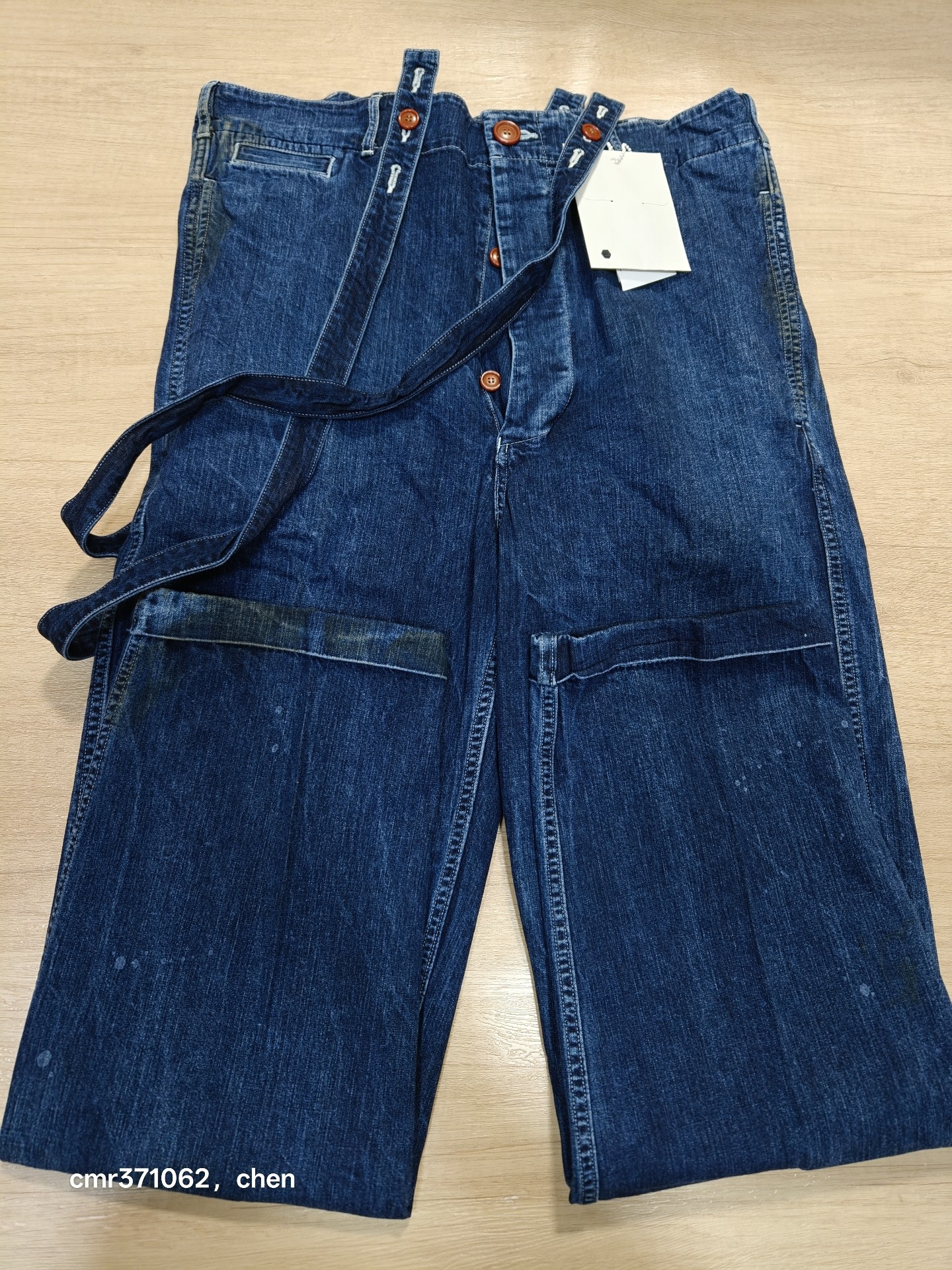 VISVIM Dry Denim Suspender Pants — detail
