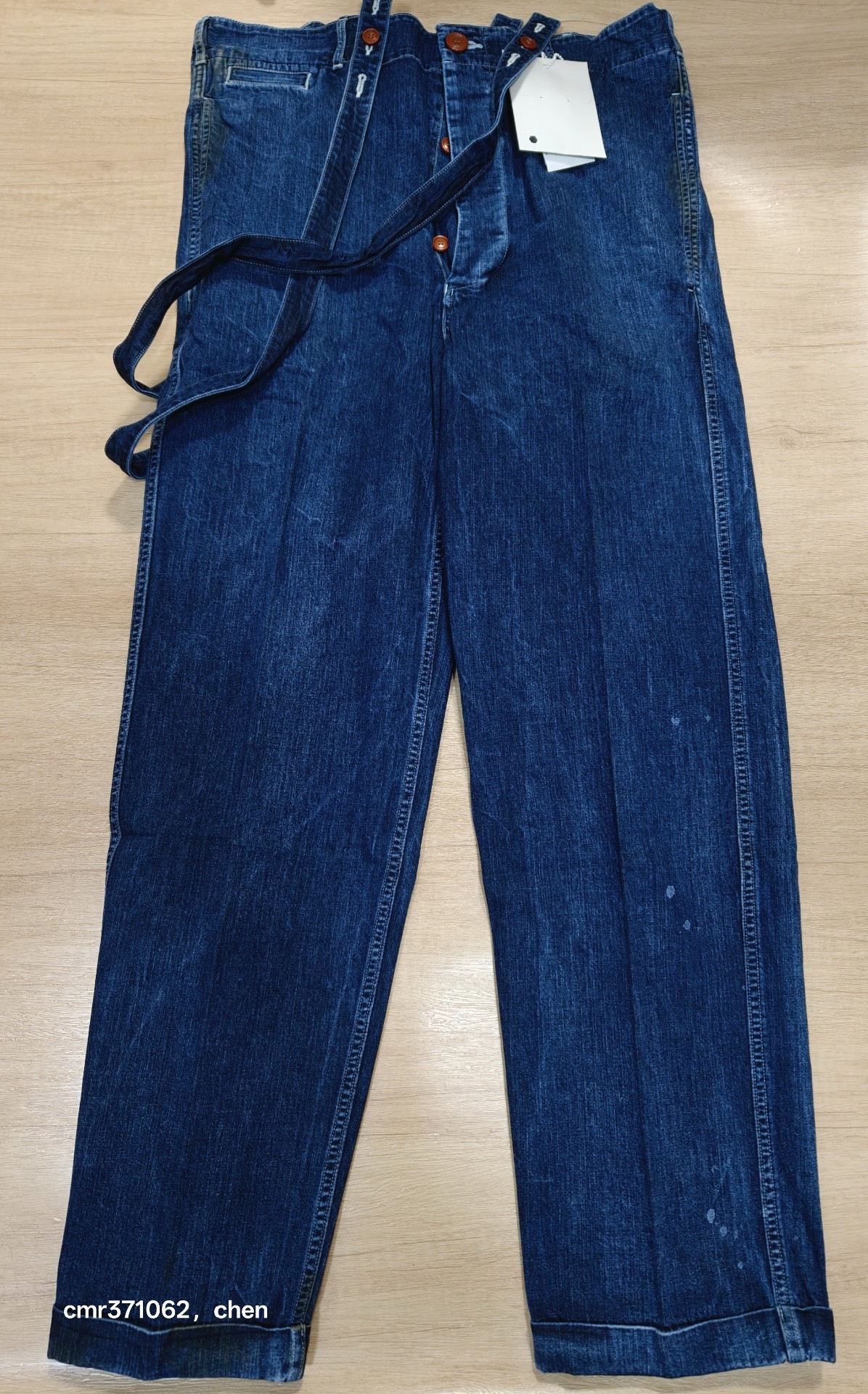 VISVIM Dry Denim Suspender Pants