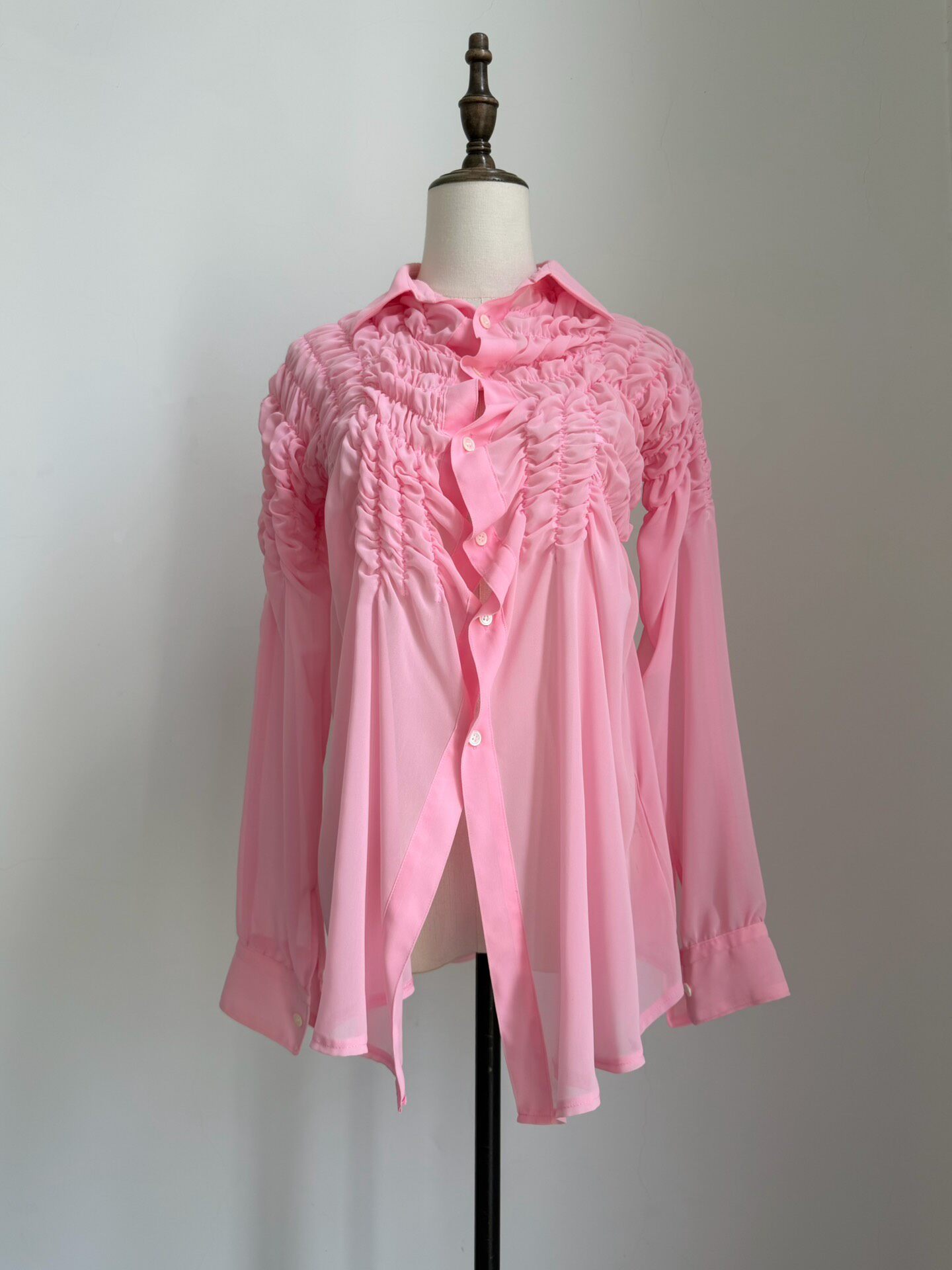 Comme des Garcons Pink Ruched Shirt