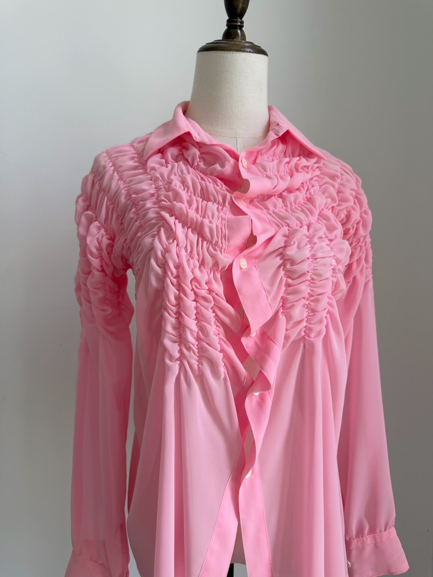 Comme des Garcons Pink Ruched Shirt — front