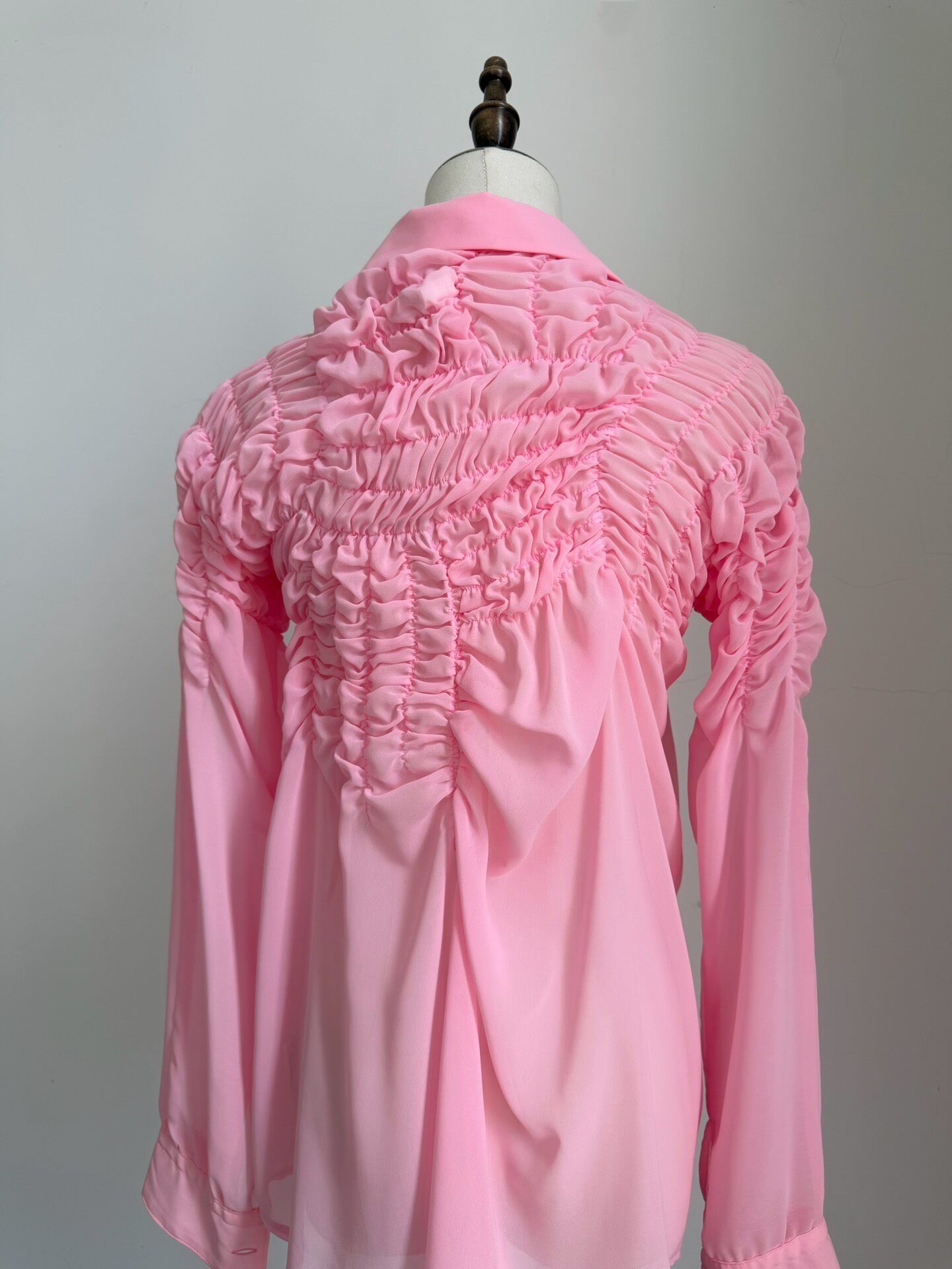 Comme des Garcons Pink Ruched Shirt — back