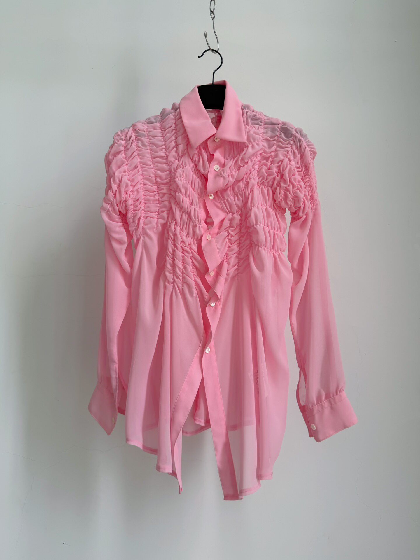 Comme des Garcons Pink Ruched Shirt — label