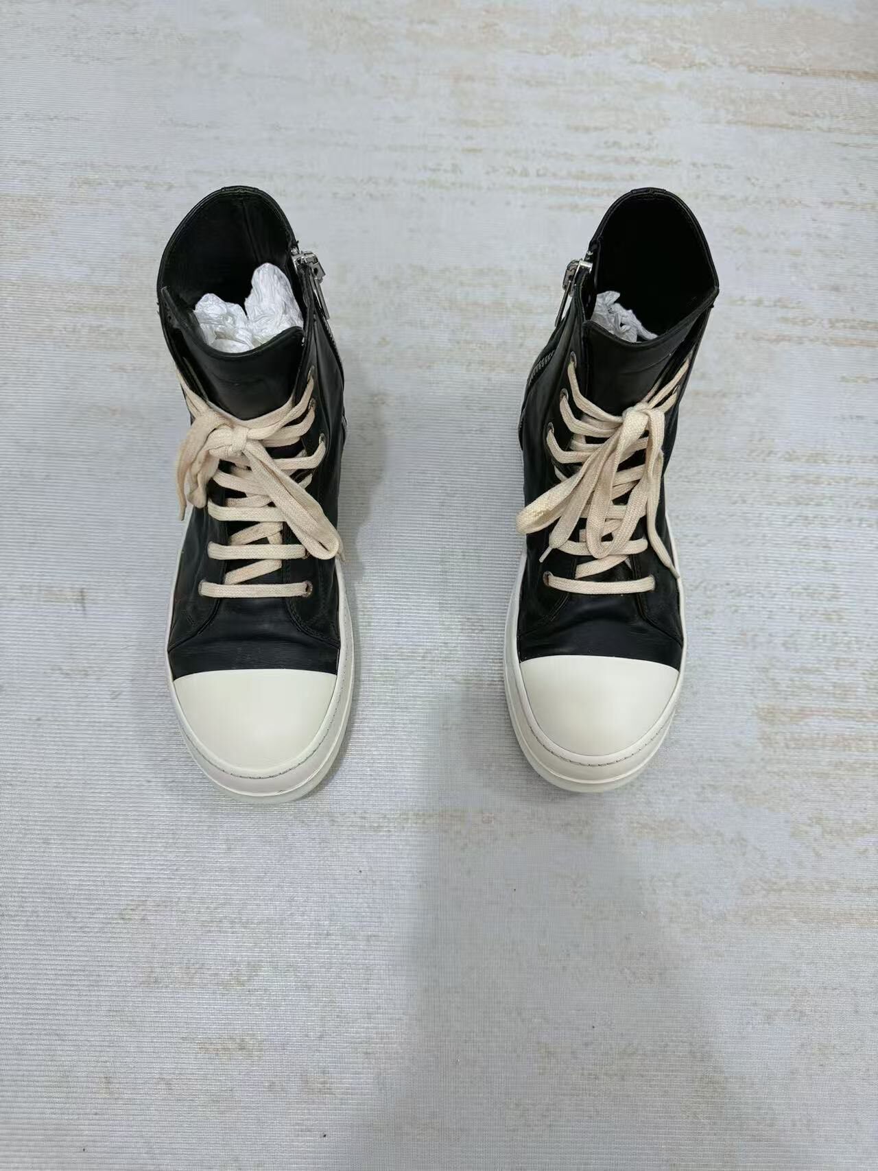 Rick Owens Leather High-Top Sneakers