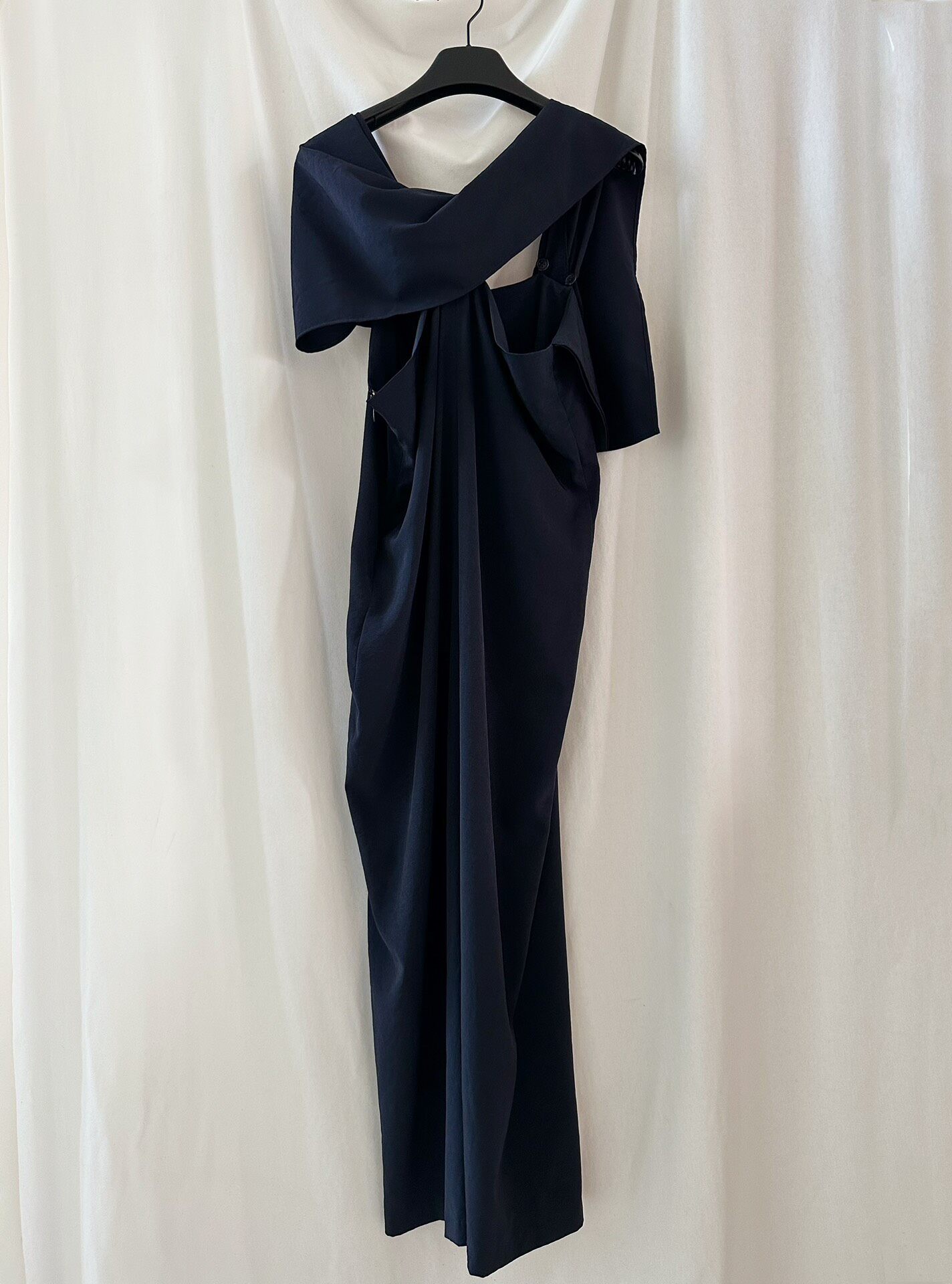 Y's 2014 Navy Draped Dress — label