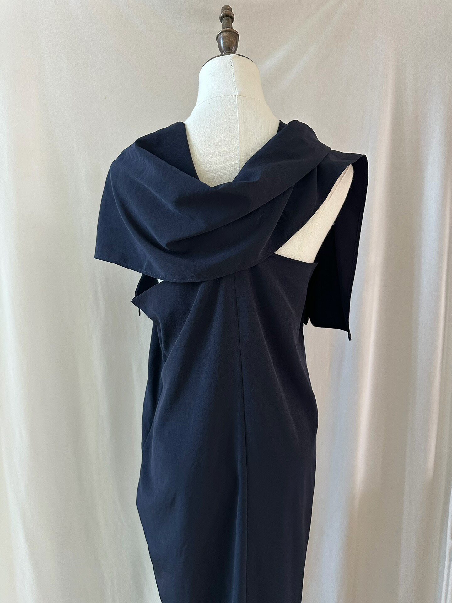 Y's 2014 Navy Draped Dress — front