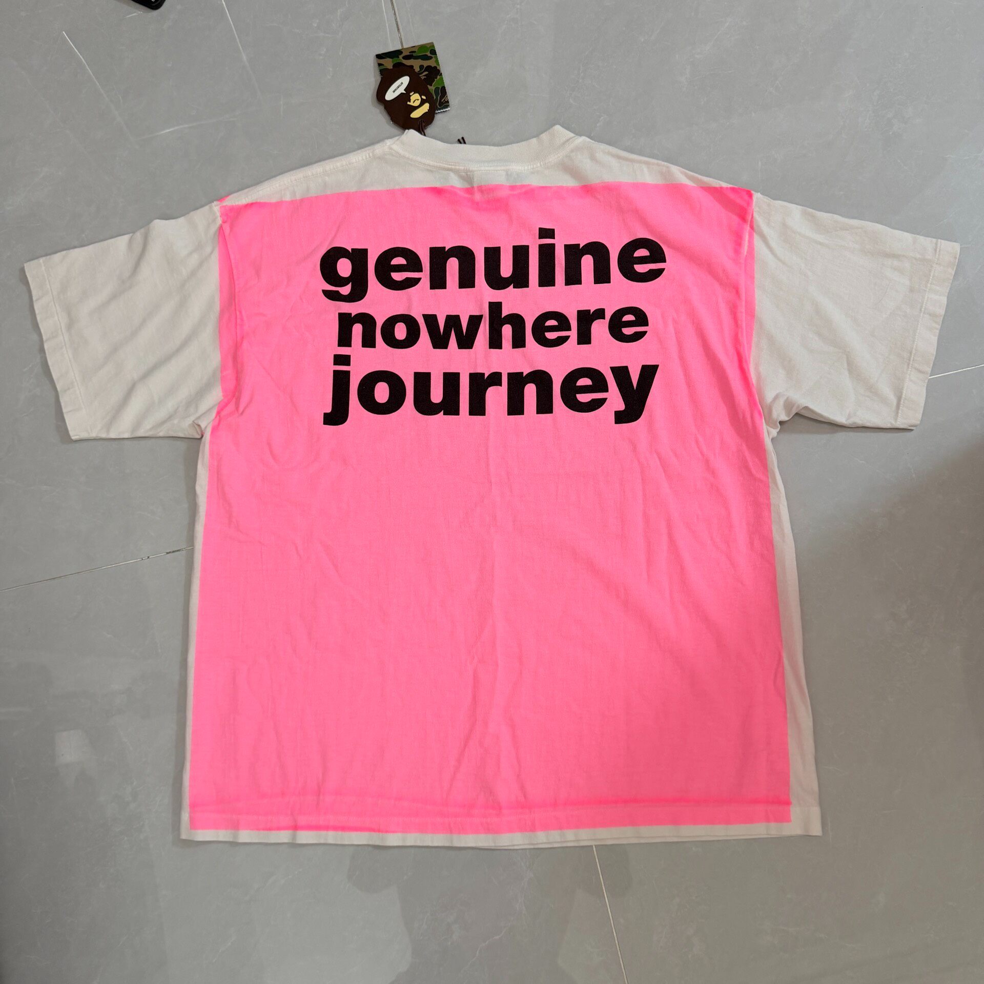 Saint Michael Bape Pink White Washed Tee — front