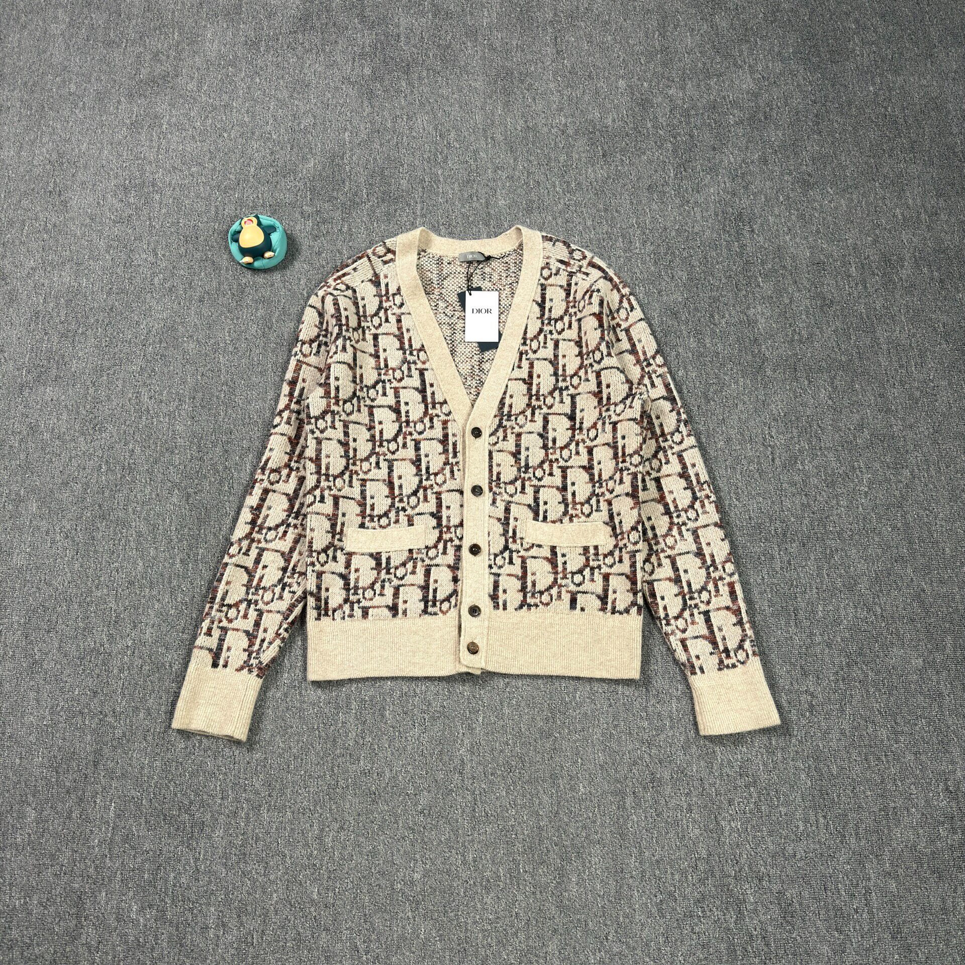 Dior Beige Monogram Wool Cardigan