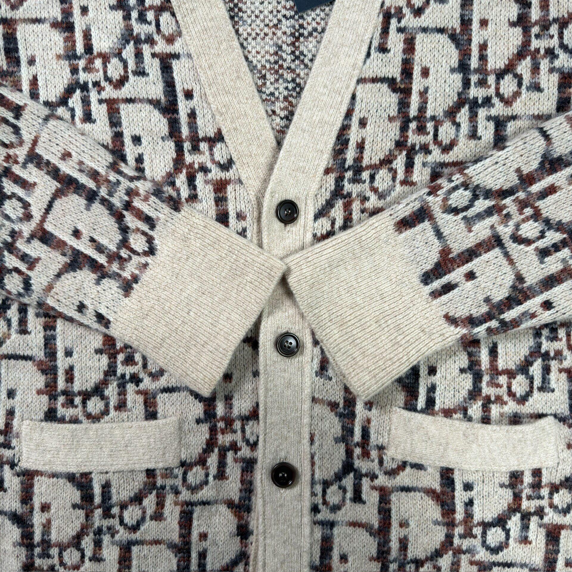 Dior Beige Monogram Wool Cardigan — back