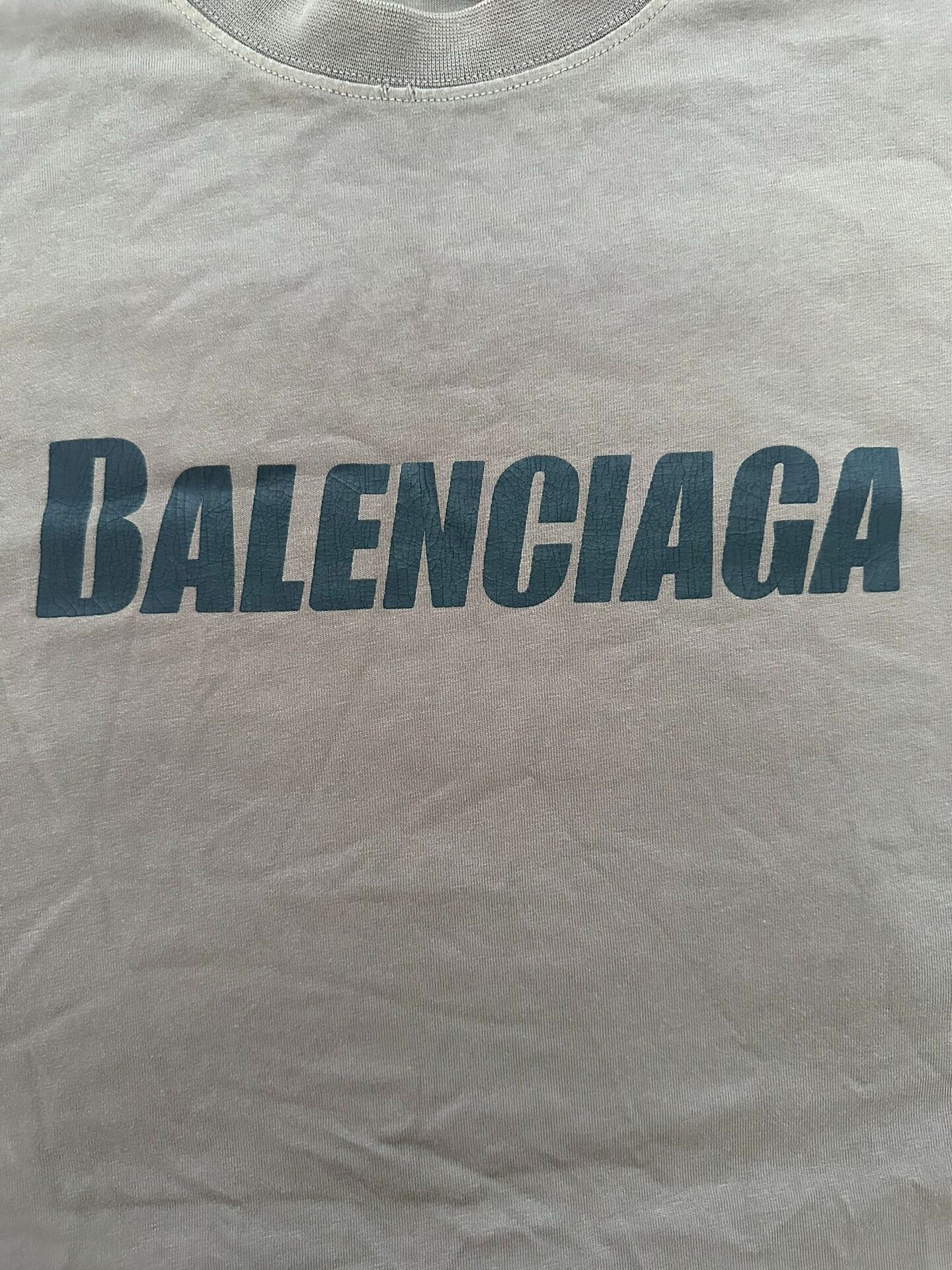 Balenciaga Distressed Logo Short-Sleeve T-Shirt — detail