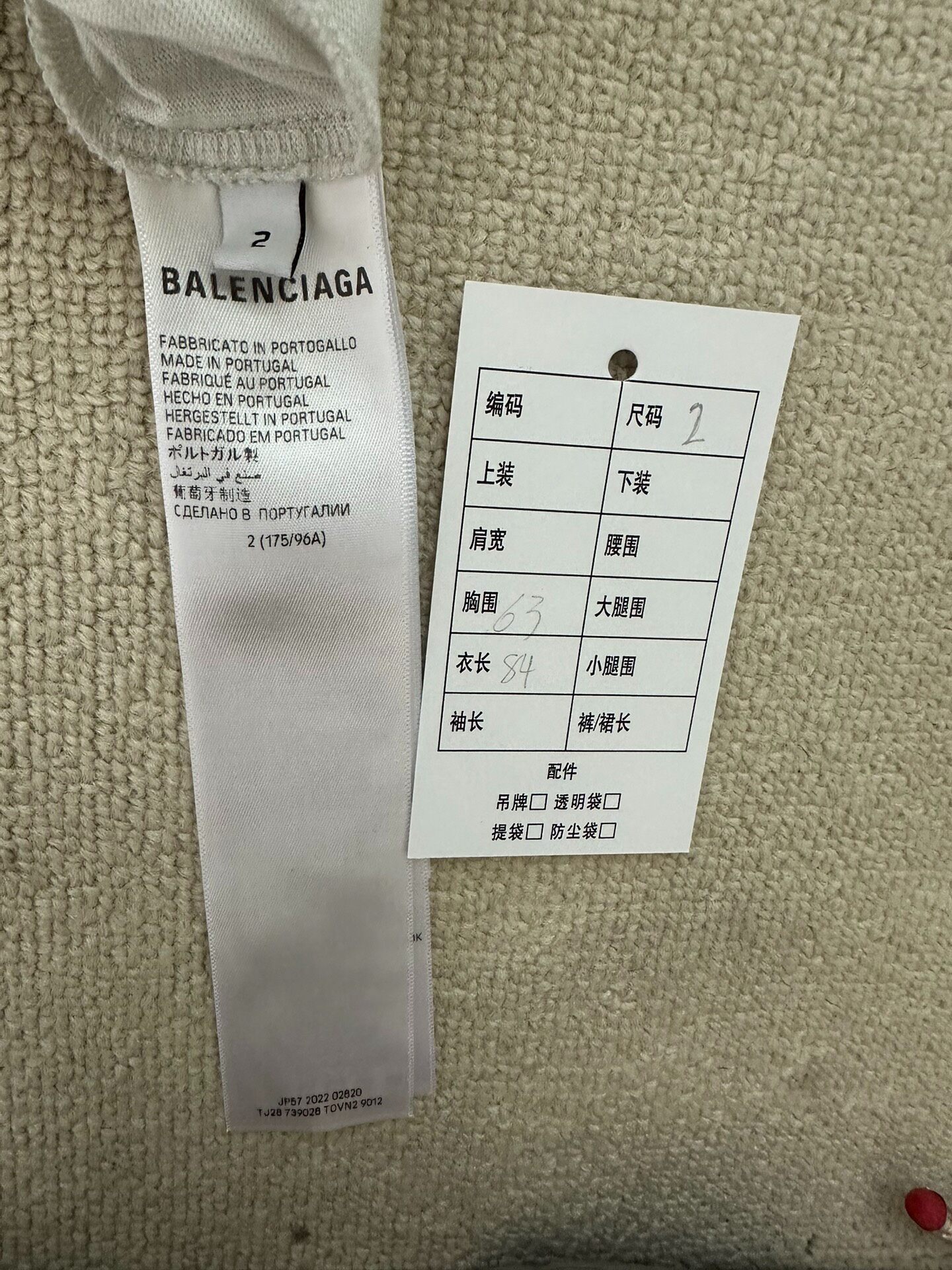 Balenciaga Beige Embroidered Short-Sleeve Tee — back