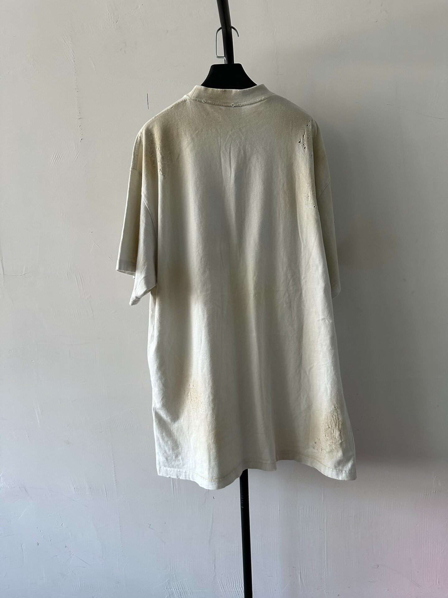 Balenciaga Beige Embroidered Short-Sleeve Tee — front