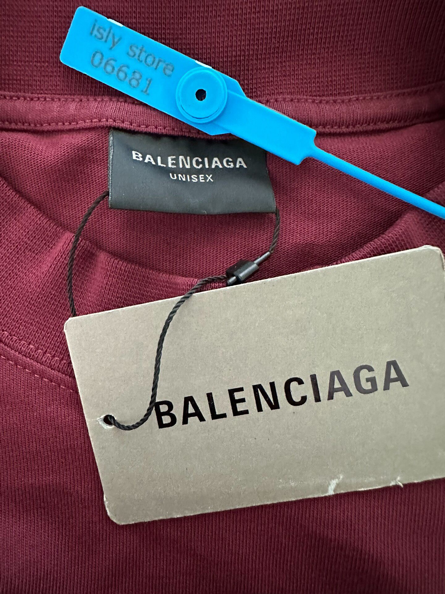 Balenciaga Maroon Men’s Loose T-Shirt — label