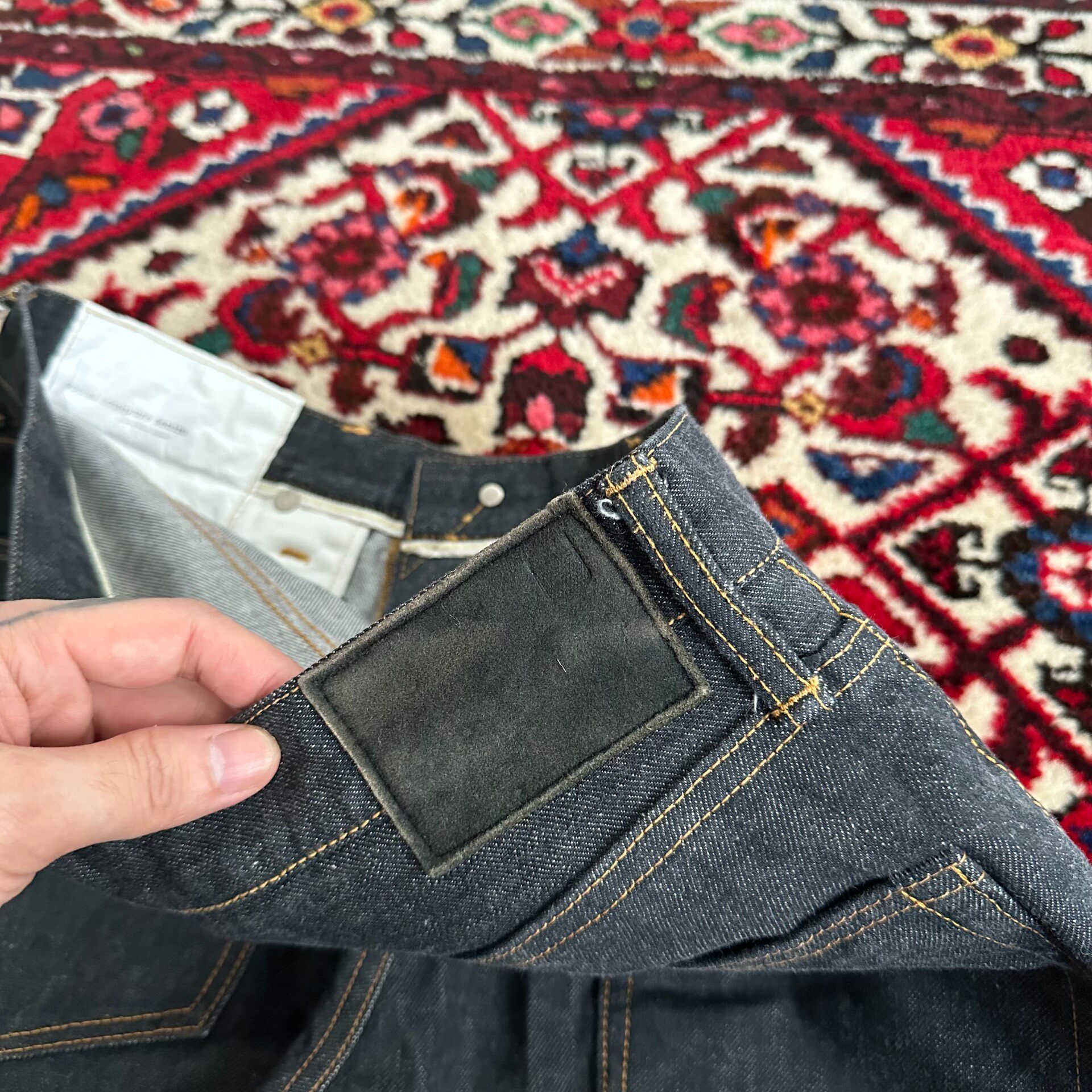 Visvim 24SS Black Raw Denim Jeans — label