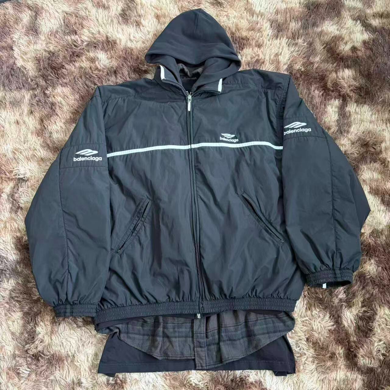 Balenciaga SS24 Logo Print Hooded Jacket