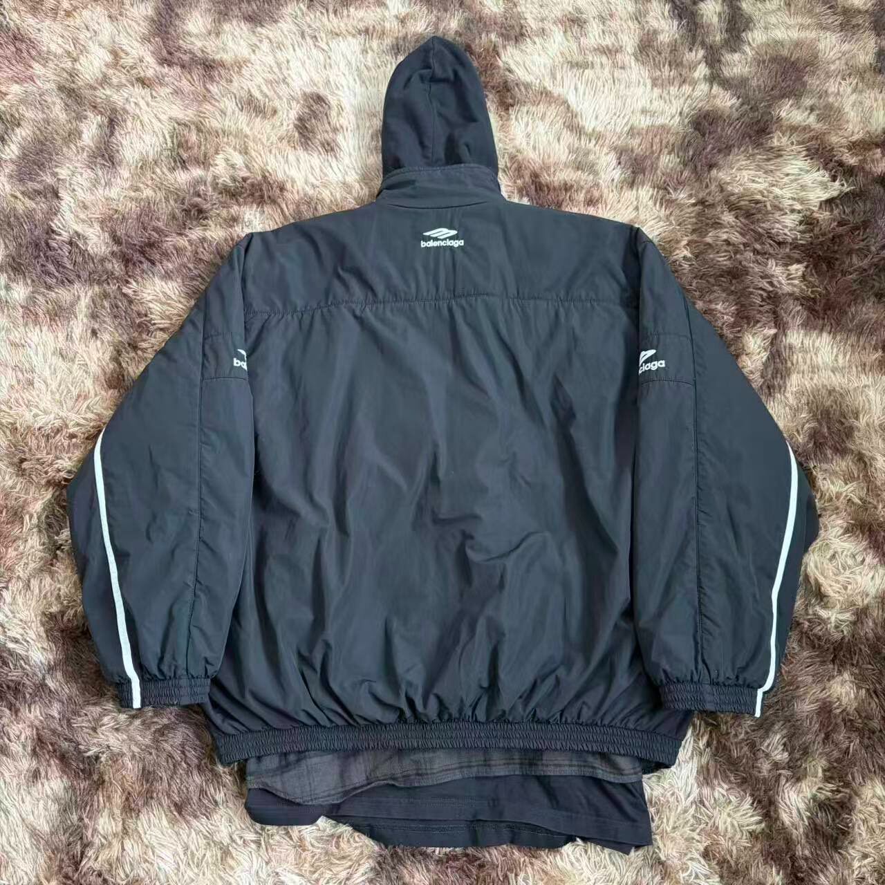 Balenciaga SS24 Logo Print Hooded Jacket — front