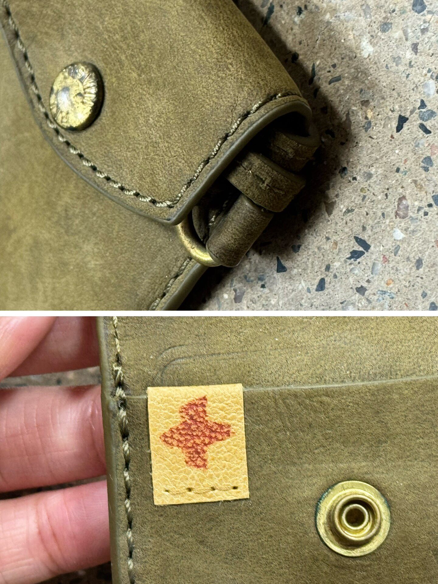 Visvim Olive Suede Leather Card Case — back