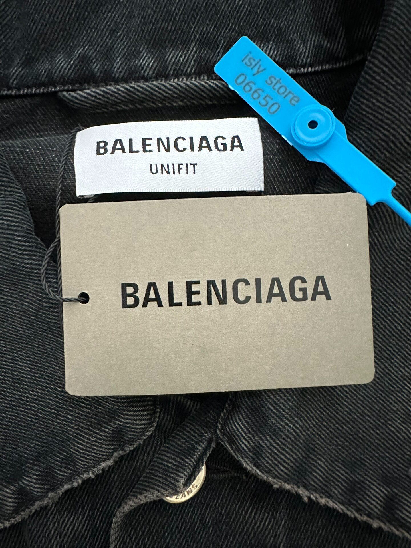 Balenciaga Black Denim Jacket With Spray Logos — back