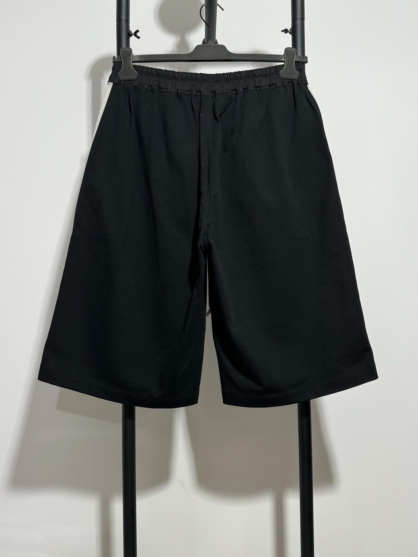 Rick Owens White Side Stripe Shorts — front
