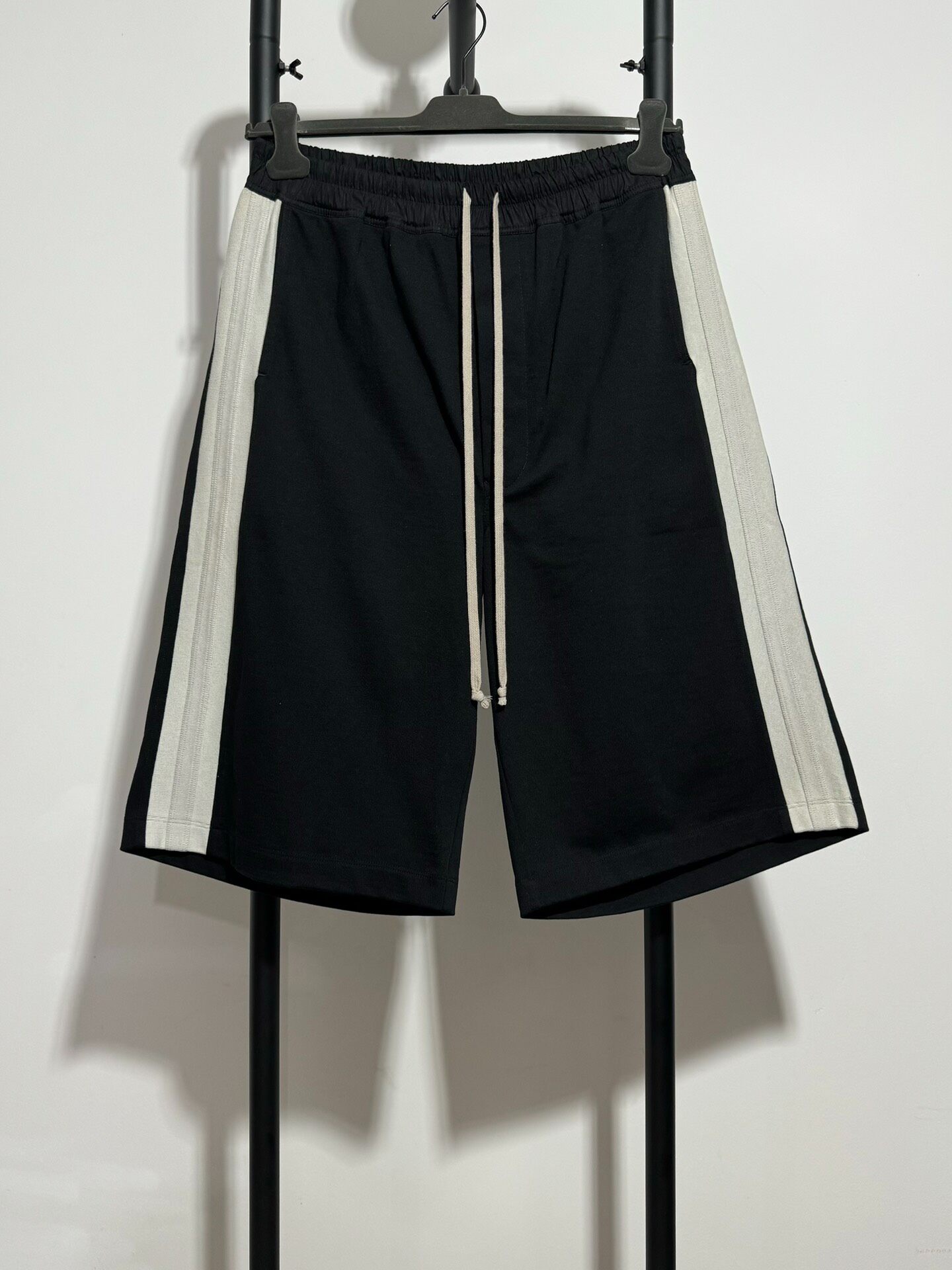 Rick Owens White Side Stripe Shorts