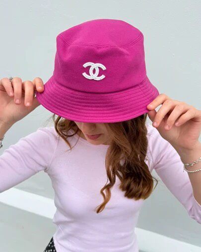 Chanel CC Logo Canvas Bucket Hat — front