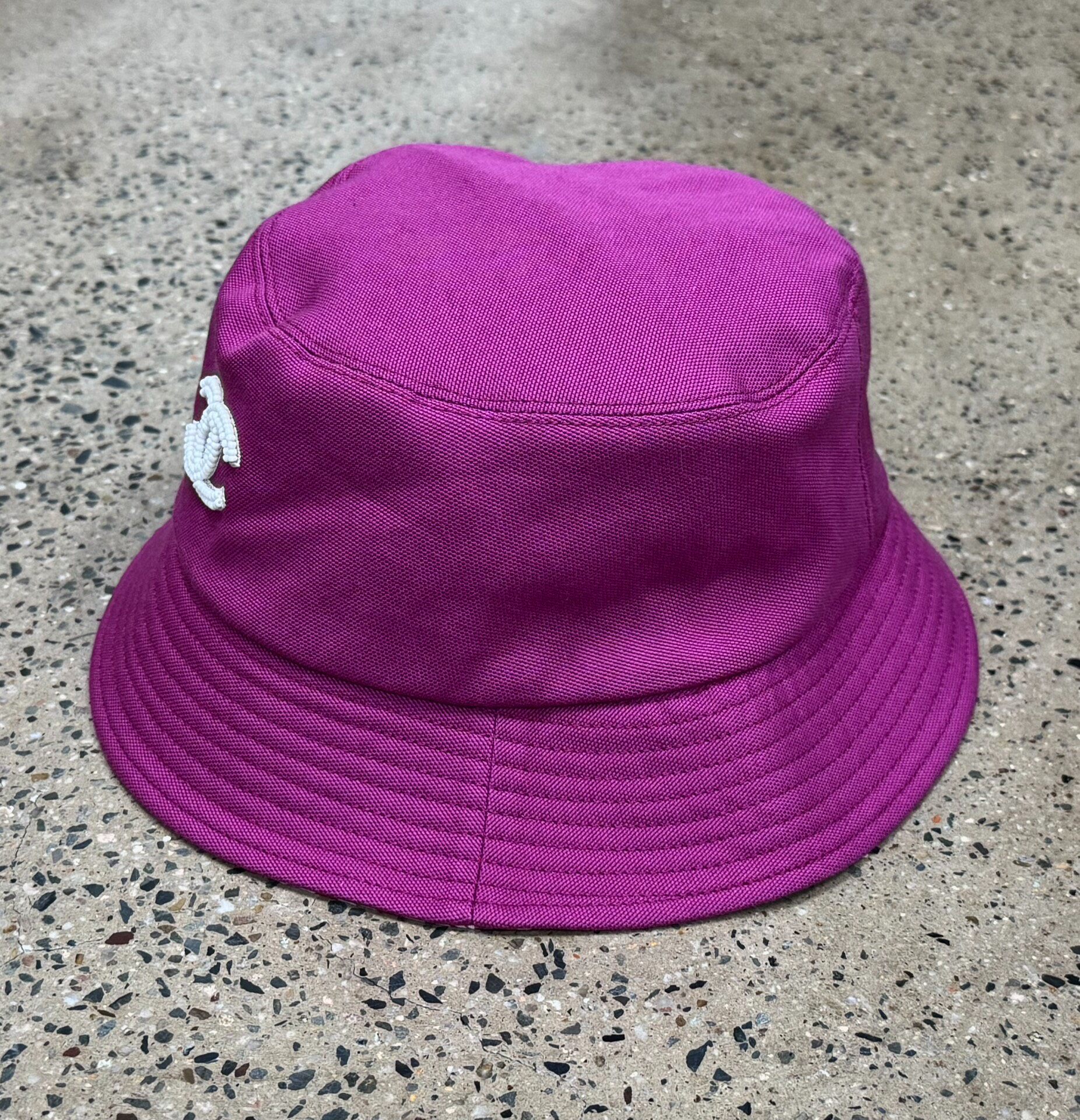 Chanel CC Logo Canvas Bucket Hat — label
