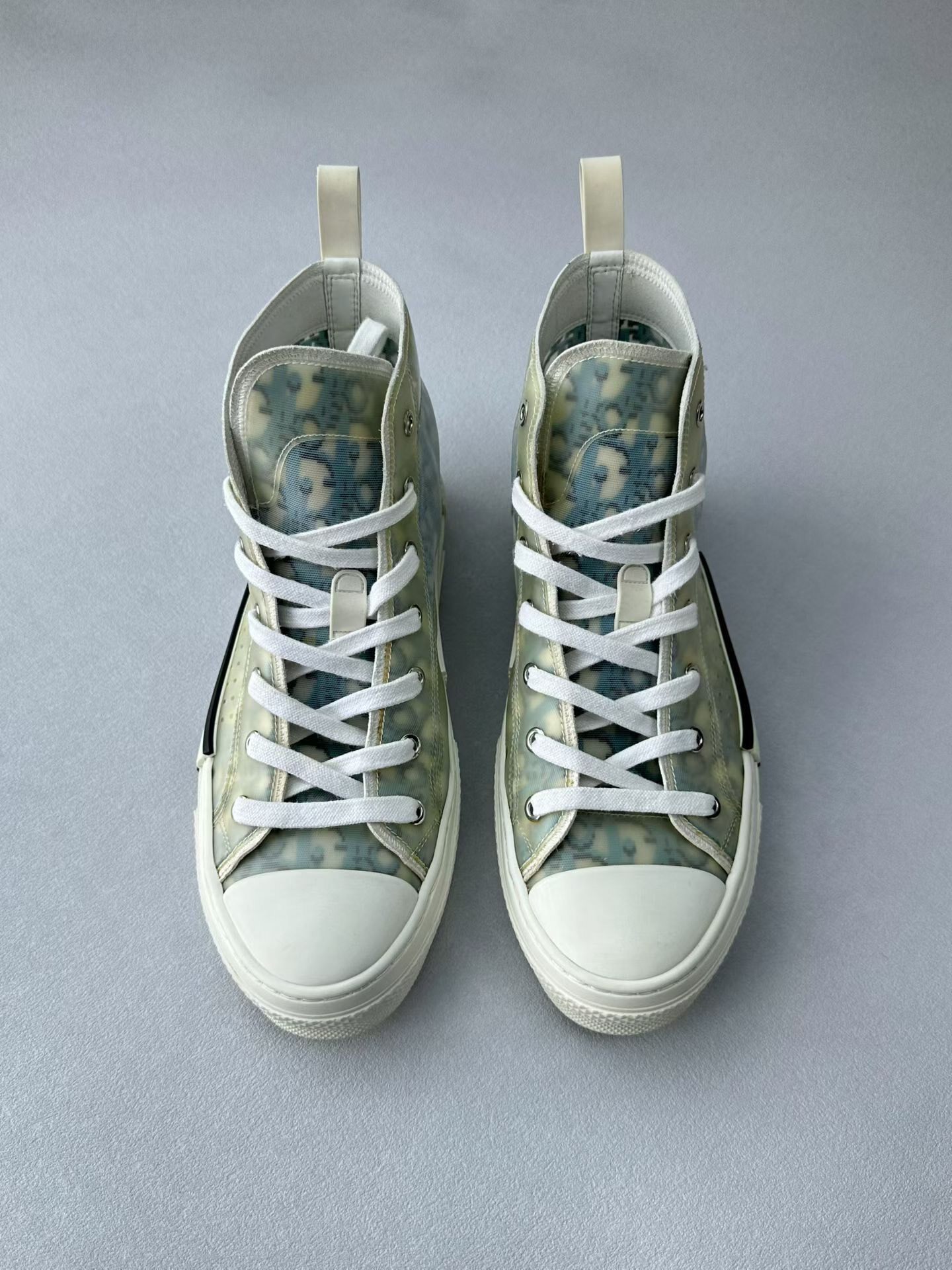 Dior Blue Monogram High-Top Sneakers — front