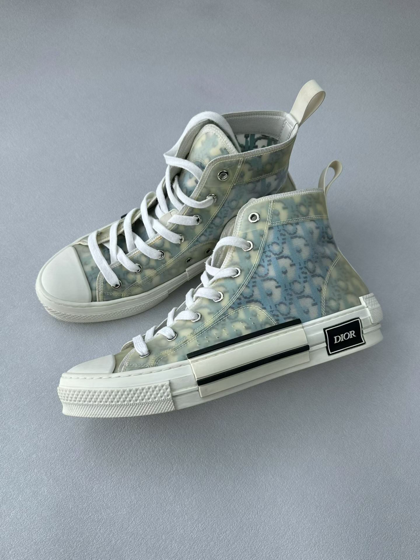 Dior Blue Monogram High-Top Sneakers