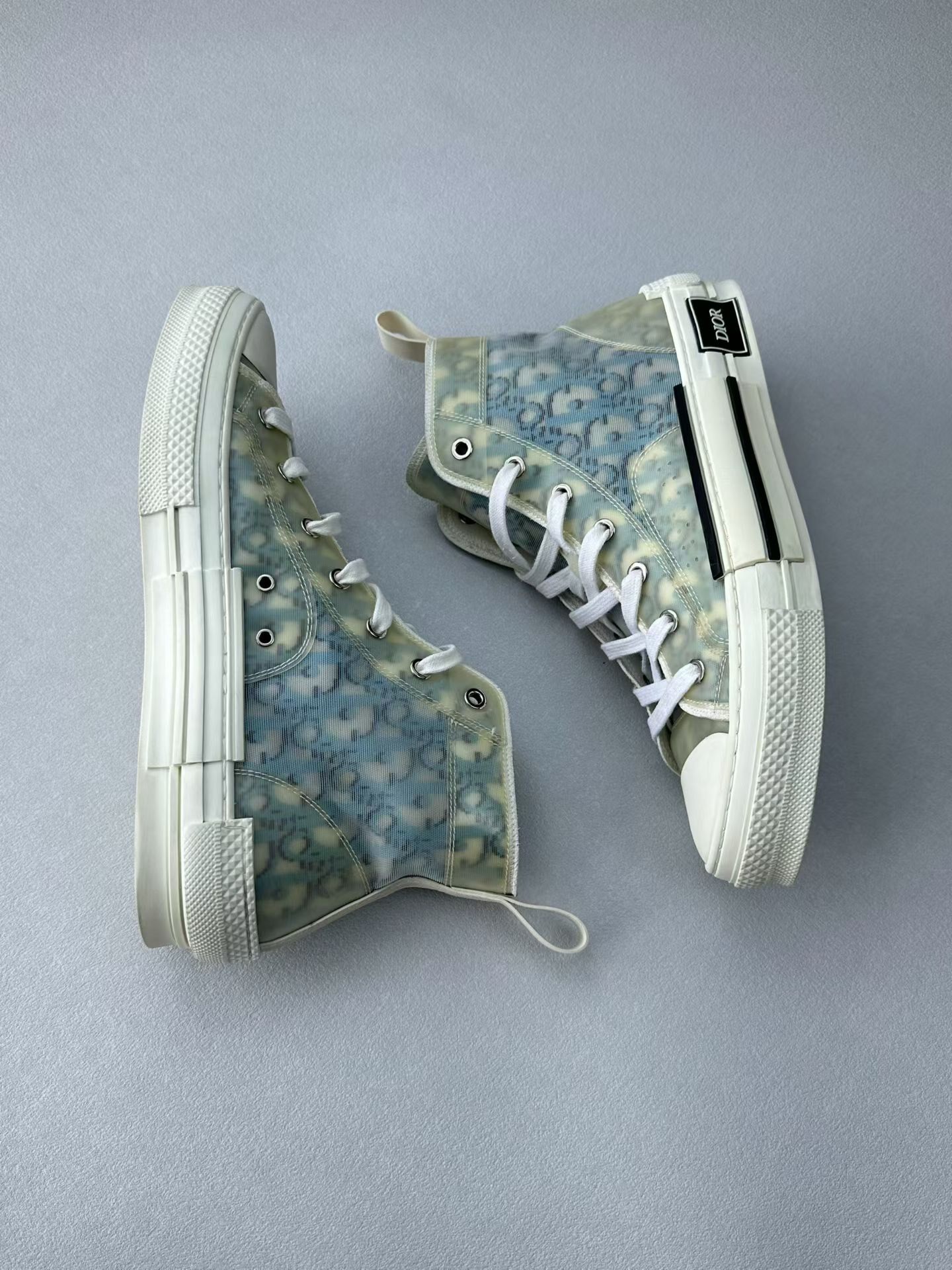 Dior Blue Monogram High-Top Sneakers — detail