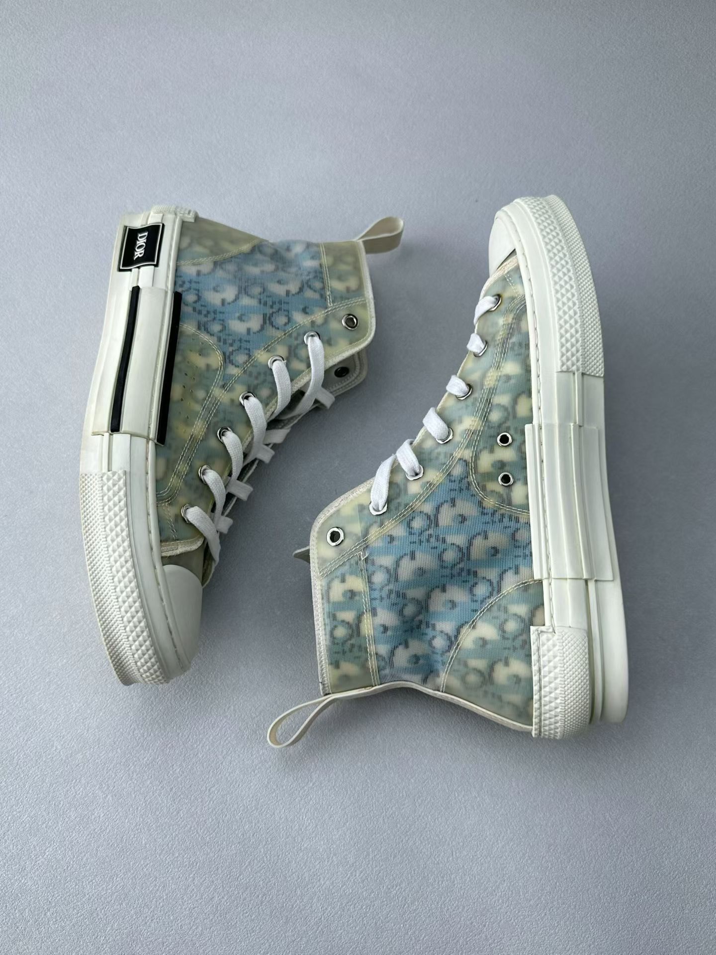 Dior Blue Monogram High-Top Sneakers — back