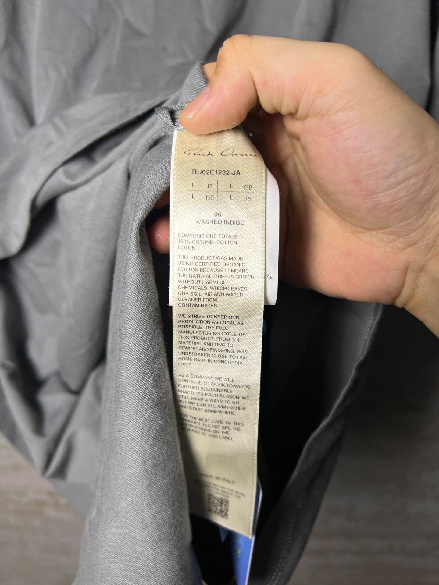 Rick Owens 25ss Basic Washed T-Shirt — label