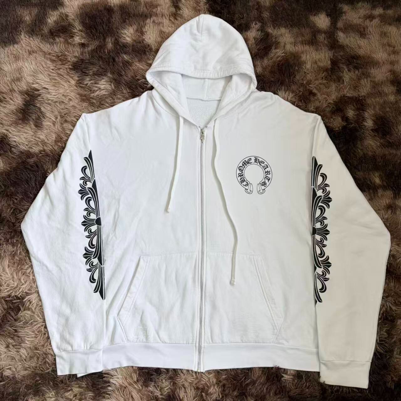 Chrome Hearts White Zip-Up Hoodie