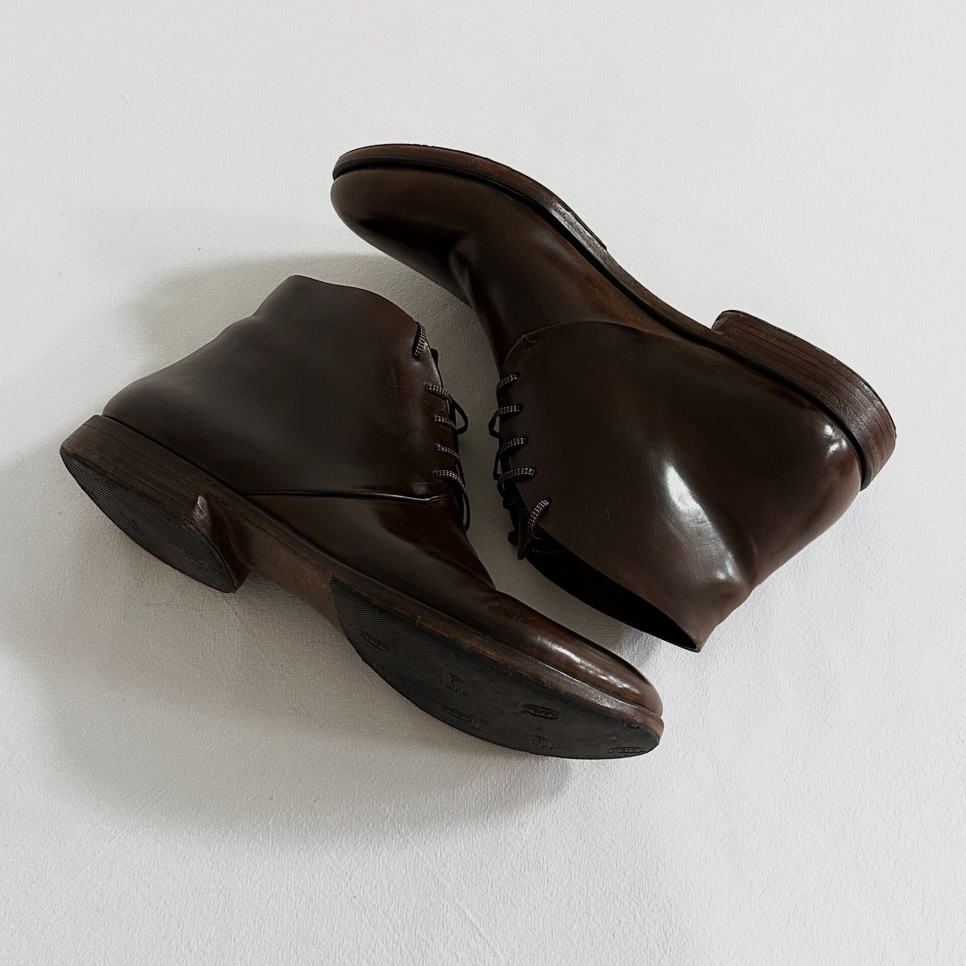 M-Moriabc Brown Leather Ankle Boots — label