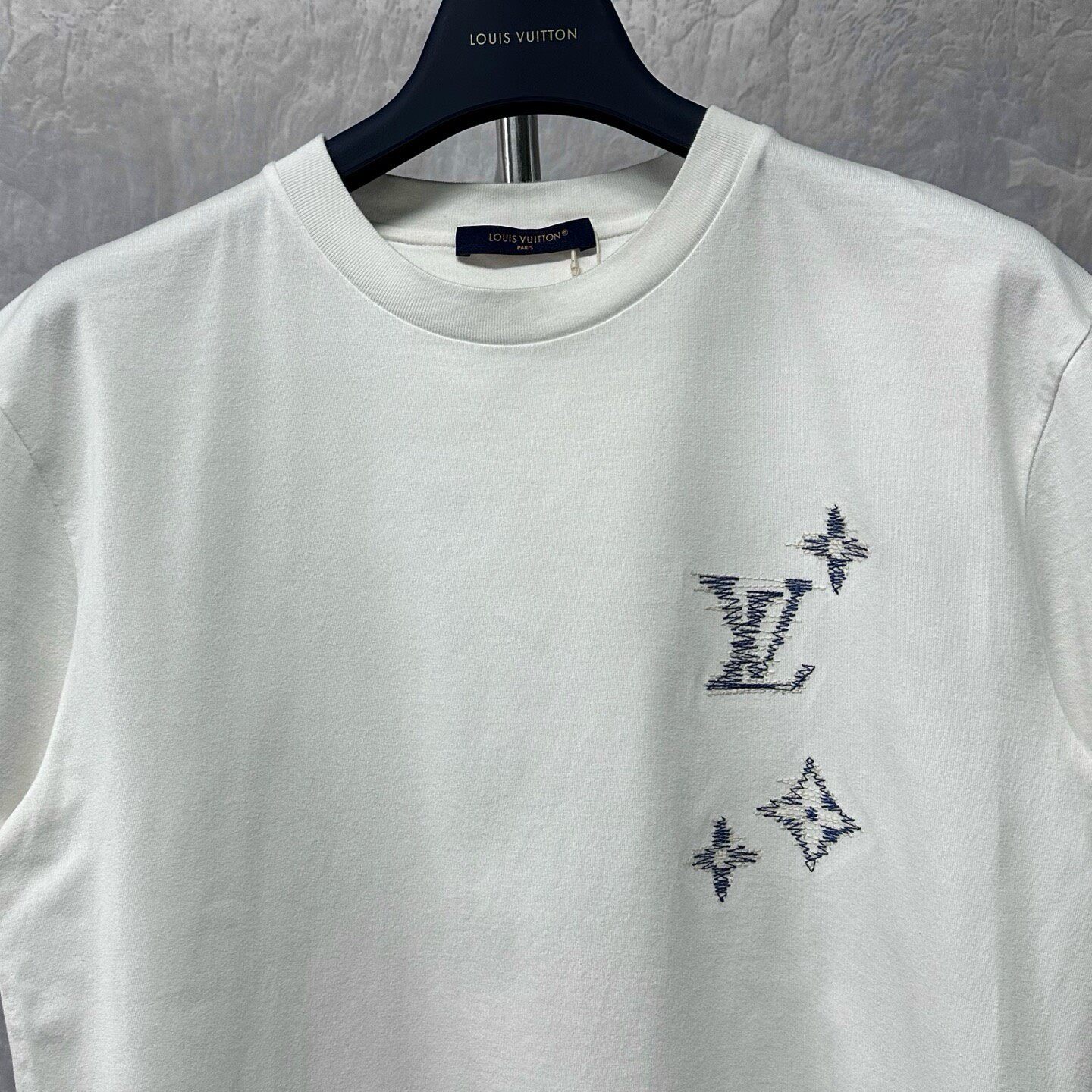 Louis Vuitton FW26 Embroidered Logo Tee — detail