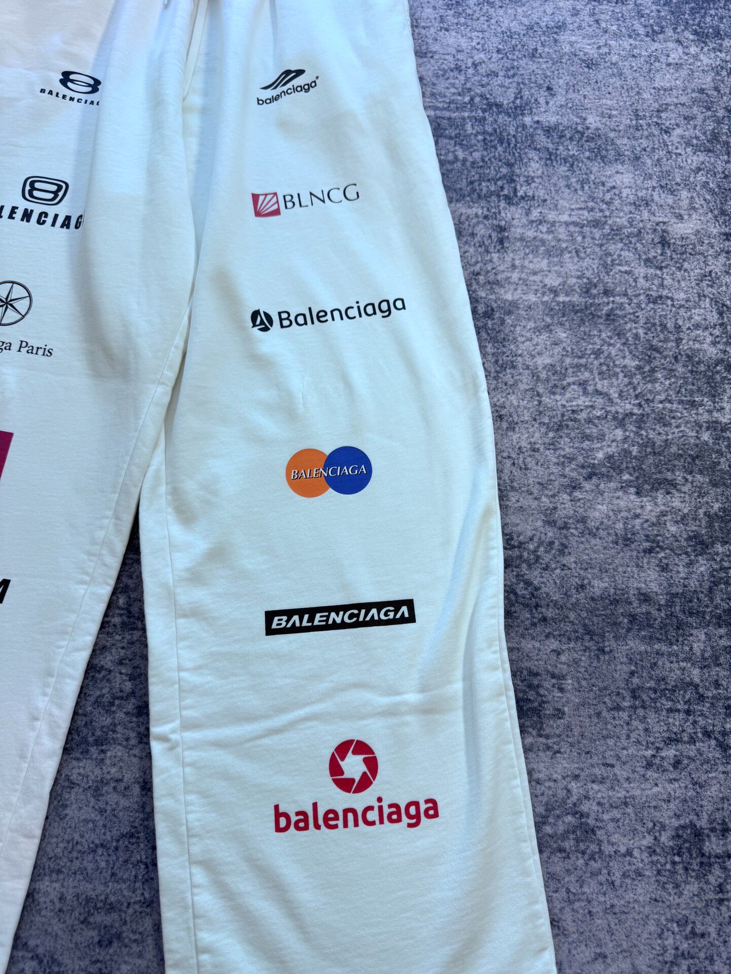 Balenciaga White Racing Logo Sweatpants — front